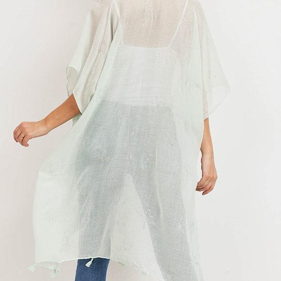 TPO Women's One Size Sheer Mint Green Anchor Shawl Wrap - Plus or Regular Size - Picture 6 of 7